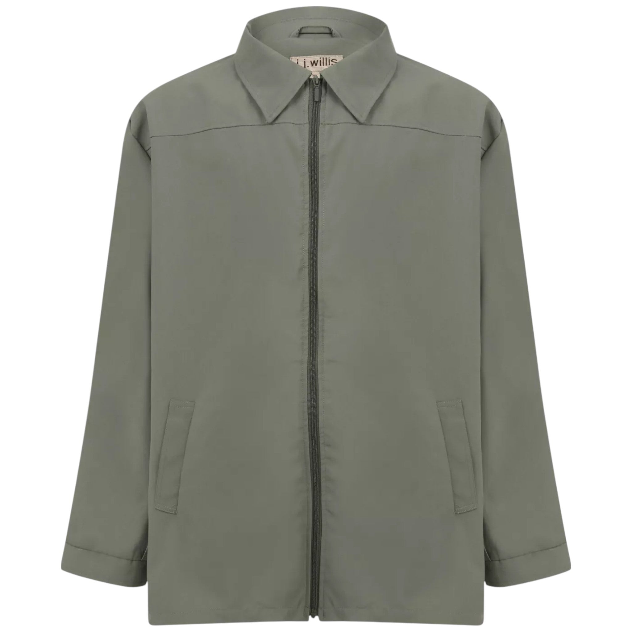 Men's plus size sage green Harrington jacket with zip front and collar – lightweight spring or autumn coat